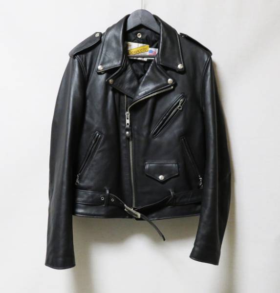 美品 ショット　618　ダブル　ライダース　黒　38//T651