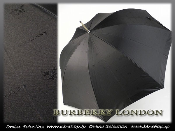 ◆3833◆BURBERRY バーバリー 新品本物女性用ロゴ大判雨傘/黒