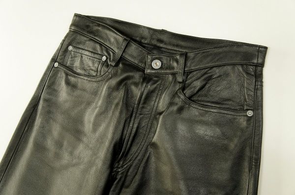 L7004/メンズティノラス*牛革*レザーパンツ*ブラック