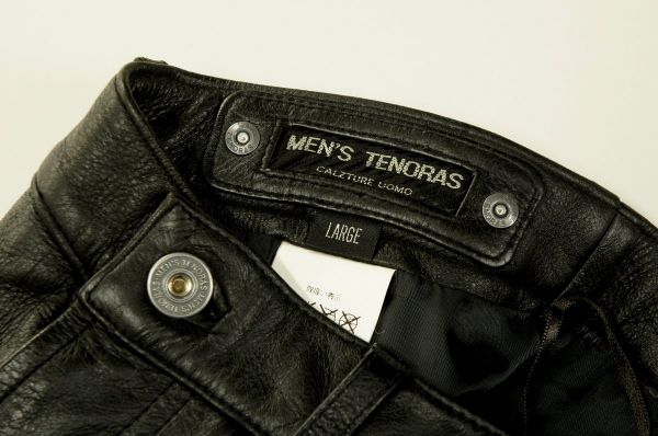 L7004/メンズティノラス*牛革*レザーパンツ*ブラック