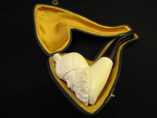 未使用 メシャム パイプ 人面彫 ケース付 海泡石 ビンテージ