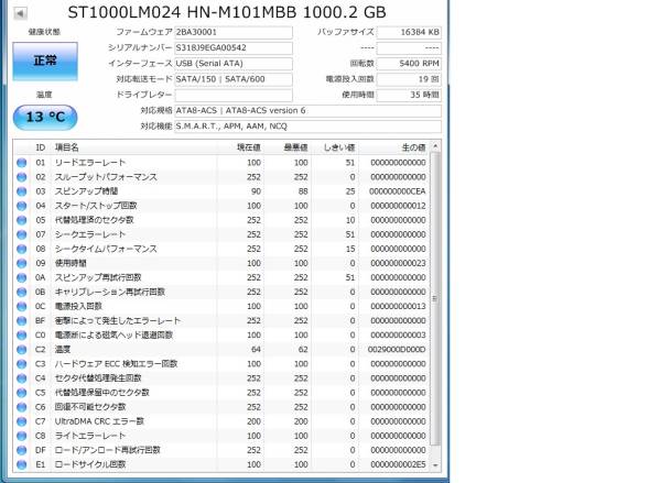 35時間/1TB/9.5mmSATA/600/5400rpm★SAMSUNG HN-M101MBB★11