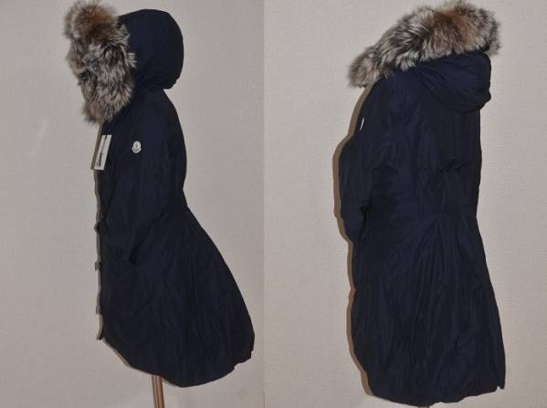 新品 モンクレールダウンコート ファー付 レディース 紺S 2016年