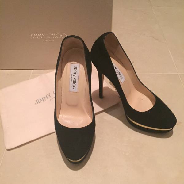 ジミーチュウ スエードプラットフォーム パンプス 黒 36 超美品