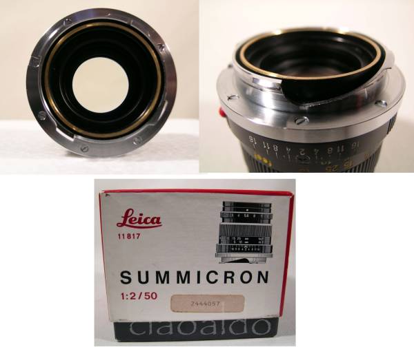 Leitz SUMMICRON-R50mmF2 フード、ケース、箱付き 1カム 極美新同!!! ライカ・ズミクロン 50mm f2＋ 純正箱・フード他 | 50mm