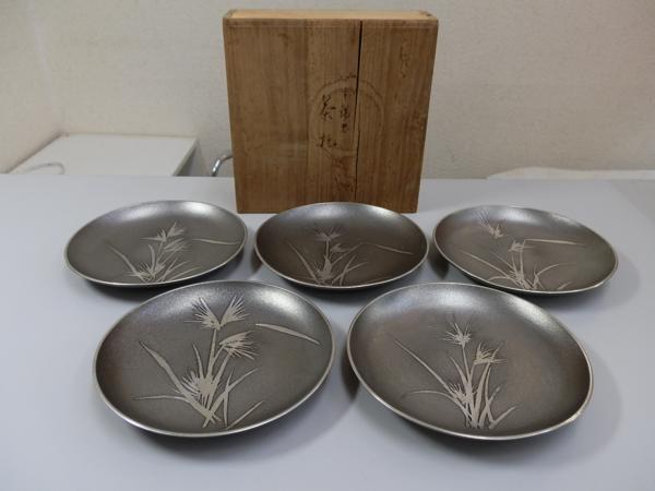 茶托 本錫 A3浪華錫半造 急須1点 茶入1点 瓶