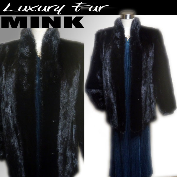 MC【毛皮●jur-an】極上デザインミンクハーフコート黒【SALE⑧】