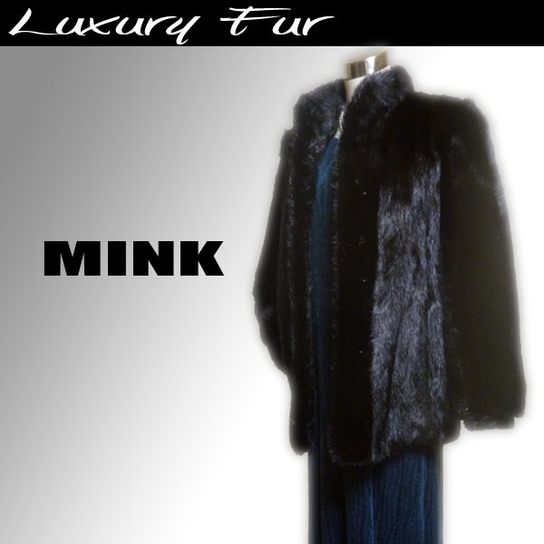 MC【毛皮●jur-an】極上デザインミンクハーフコート黒【SALE⑧】