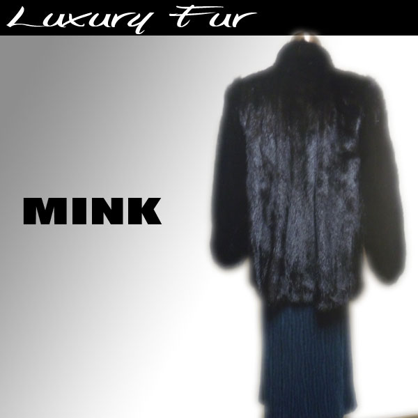 MC【毛皮●jur-an】極上デザインミンクハーフコート黒【SALE⑧】