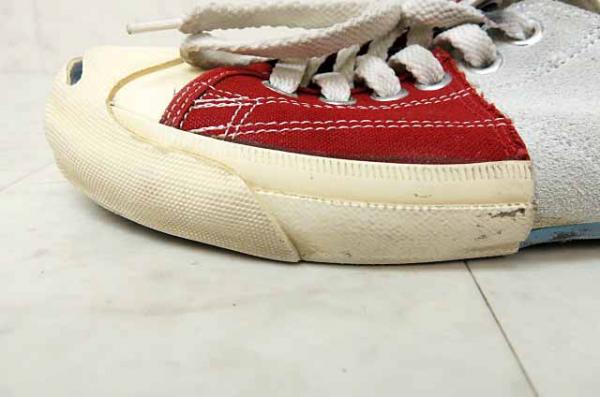 ミハラヤスヒロ キャンバス レザー スニーカー26レッド グレー●