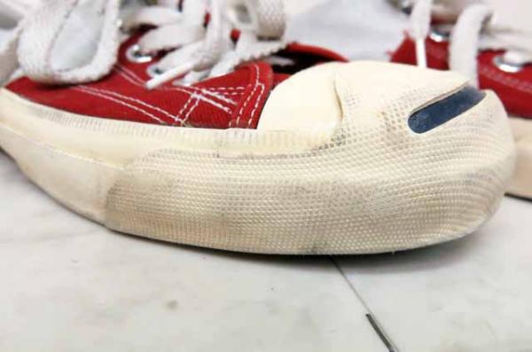 ミハラヤスヒロ キャンバス レザー スニーカー26レッド グレー●