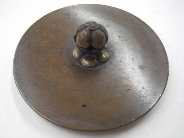 銘あり◇龍文堂造 【蓋のみ 直径約9.5cm】 鉄瓶蓋 茶器