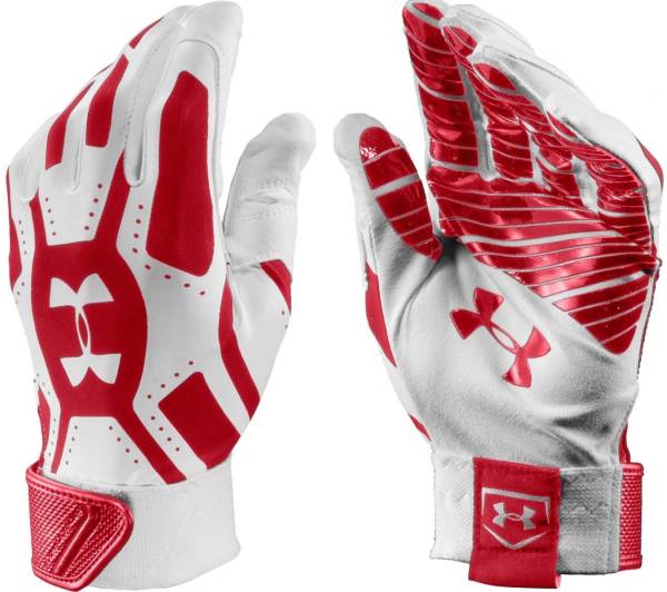 ★アンダーアーマー★バッティンググラブMOTIVE★両手 白赤・M★