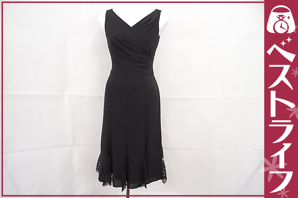 1円 本物 エポカ ドレープ レース使い ワンピース 38 黒系