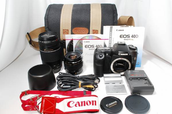極上品☆Canonキャノン EOS 40D 純正超望遠Wレンズ☆バッグ付625