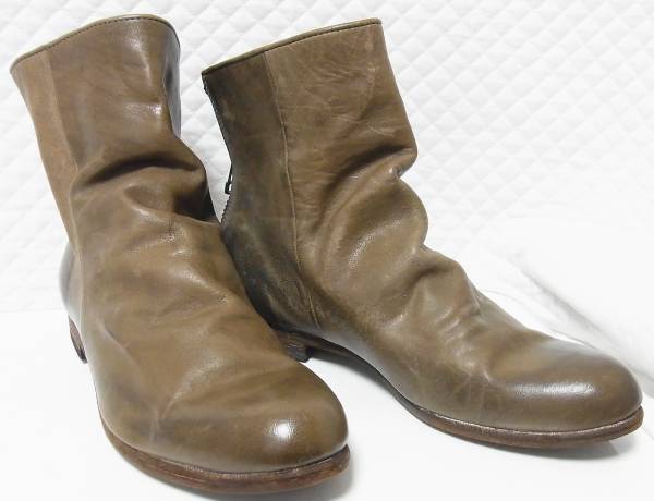 ◆新品即決【CODE】日本製◎ANT加工レザーK色ドレープ型ブーツ◆