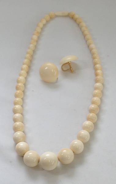 ★象牙　ネックレス　イヤリング　2点セット　265ｇ④