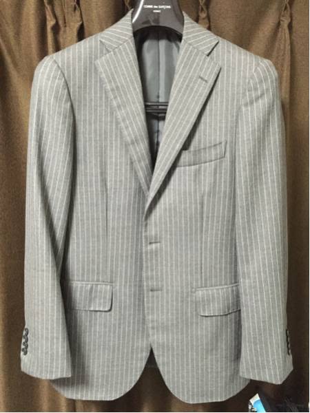 美品 リングヂャケット スーツ42 グレーストライプ