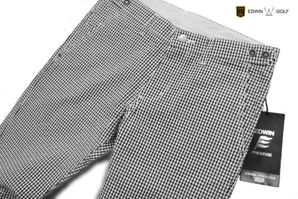新品■EDWINゴルフ■EP512ブラックギンガムチェック■M■9180円