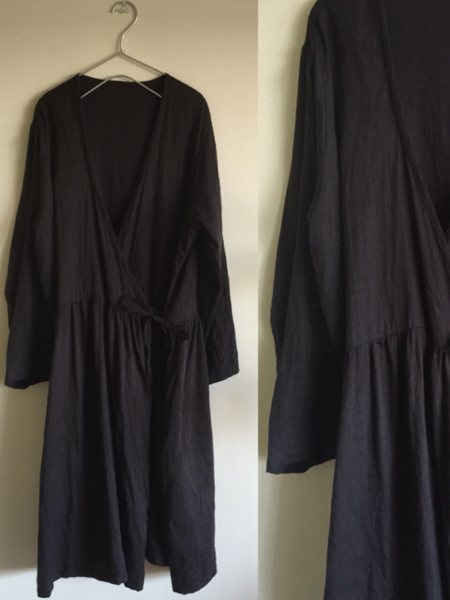ハンドメイド/リネンwoolカシュクールワンピ 羽織り.nest robe