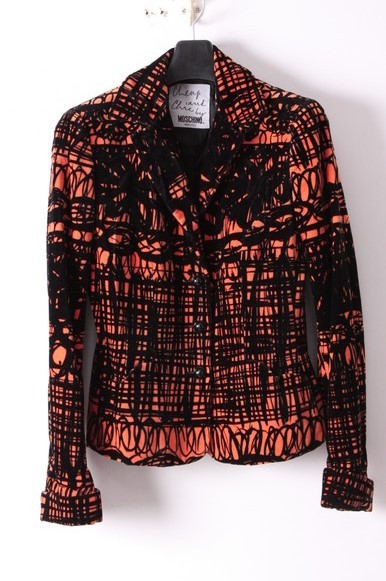 MOSCHINO モスキーノ 総柄 ベルベット ジャケット 44/C14