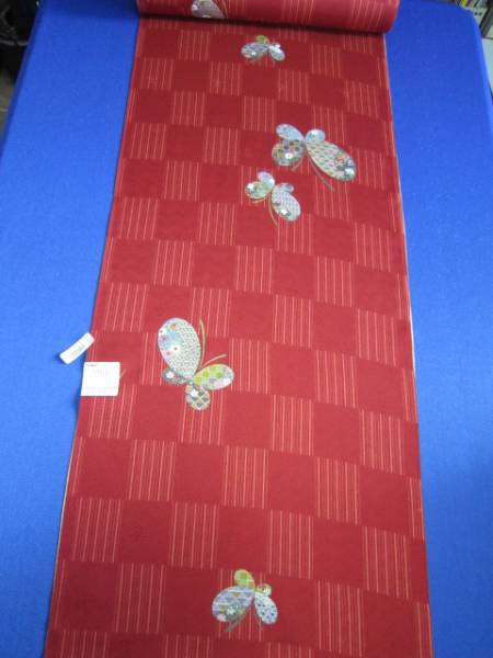 （舞踊・花詰蝶）東レシルック 洗える着物　小紋着尺 未仕立て品