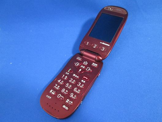 F-07A らくらくホン ベーシック レッド ドコモ 動作保証[37299]