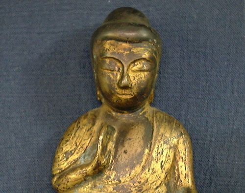 鎌倉期　金銅製　まばゆい鍍金が残る　如来坐像 懸仏 検仏教美術