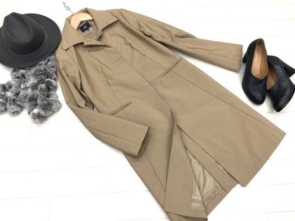 4℃◆春色キャメルの上品美ステンカラースプリングロングコート