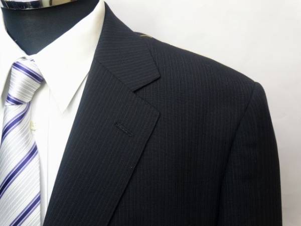 【春夏 特別価格】 2B２パンツスーツ・黒/ストライプ・AB-9