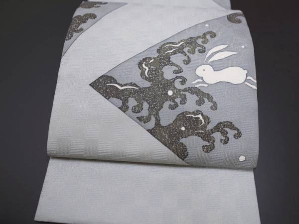 ★ｎａａｎａ5656★ｂ036.『夢之介』金通地　波うさぎ文　袋帯