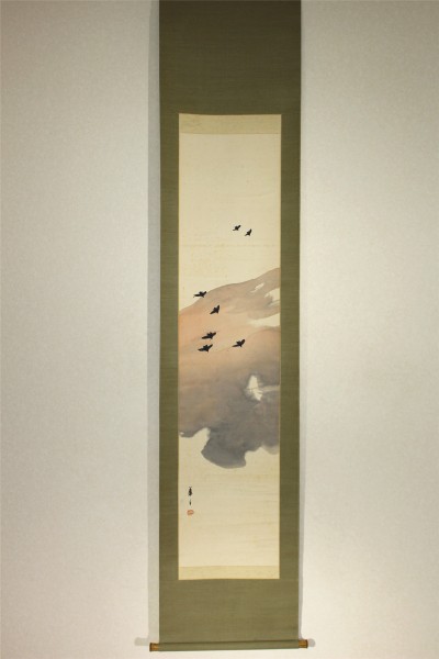 日本画家　都路華香　カラス　二重箱　共箱　44　あ354　■SN■