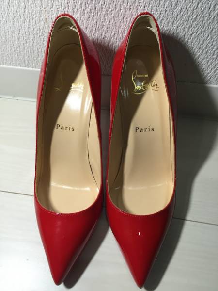 【中古美品】クリスチャンルブタン36.5　赤パテントパンプス