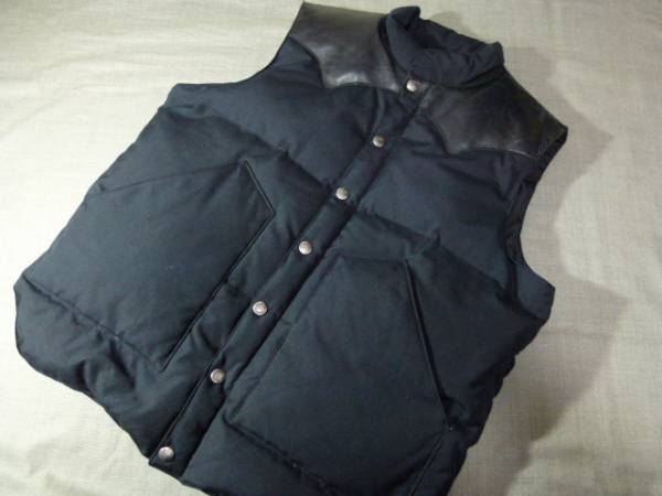 シュガーケーン　馬革ヨーク切替しダウンベスト・黒Ｌ