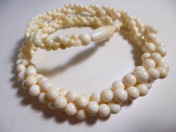 【江月】本象牙 3mm～6mm玉の３連ネックレス 20g_2