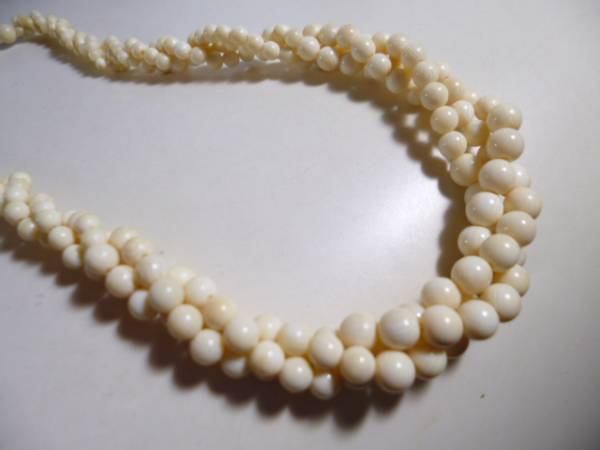 【江月】本象牙 3mm～6mm玉の３連ネックレス 20g_3