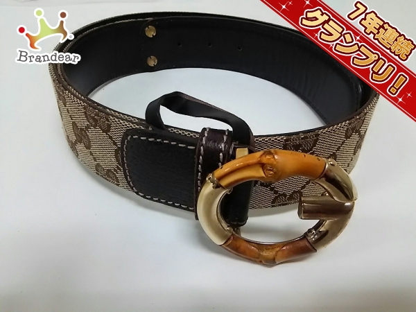 グッチ バンブー バックルバンブーベルト⁄キャメル⁄GGキャンパス