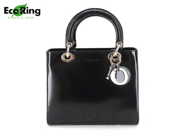 1円 美品 レディディオール 2WAY エナメル ハンドバッグ BK694