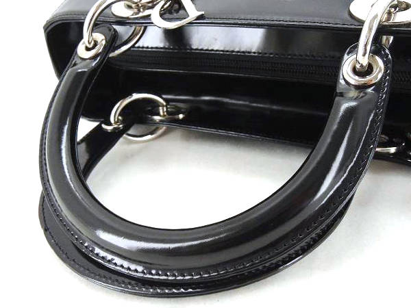 1円 美品 レディディオール 2WAY エナメル ハンドバッグ BK694