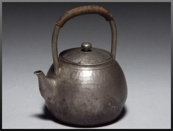希少 美品 平安清課堂造 茶壺 錫 箱付 包布付 錫製 茶道具 茶器 美術品