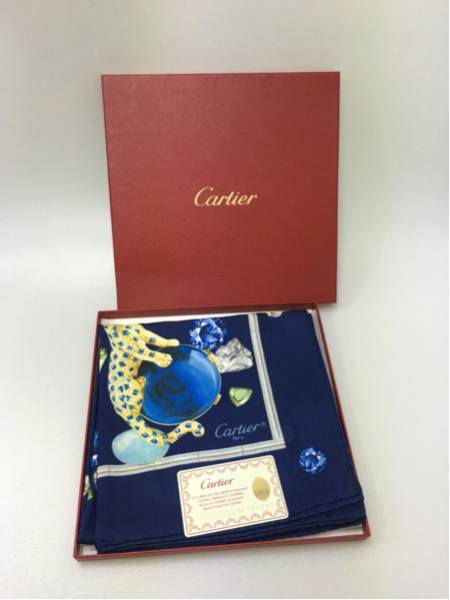 カルティエCartier スカーフ シルク100% パンサー 新品同様
