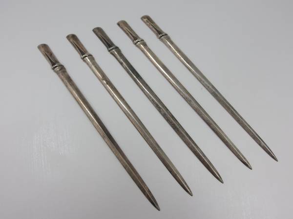 2026，お買い得 《玉》 銀製 竹節型菓子楊枝 5本 69g 茶道具