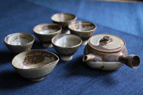 即決【伊羅保】急須湯呑湯冷セット欣山□煎茶道具在銘骨董古道具
