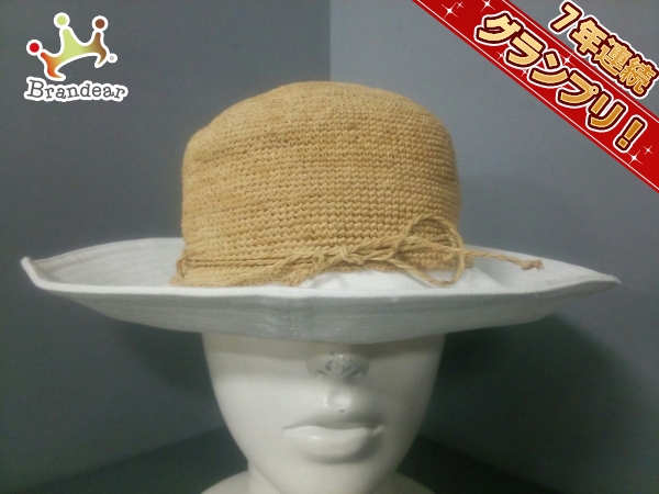 ヘレンカミンスキー 帽子 美品 ナチュラル×白 HELEN KAMINSKI