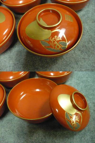 文】17794 輪島朱塗蒔絵吸物椀 10個 漆器骨董古物