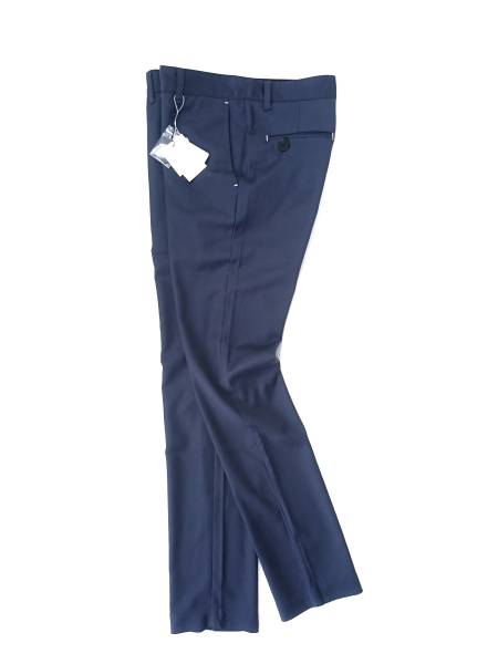 新品 AKM 快適◎ 美脚シルエット スラックス パンツ ネイビー S