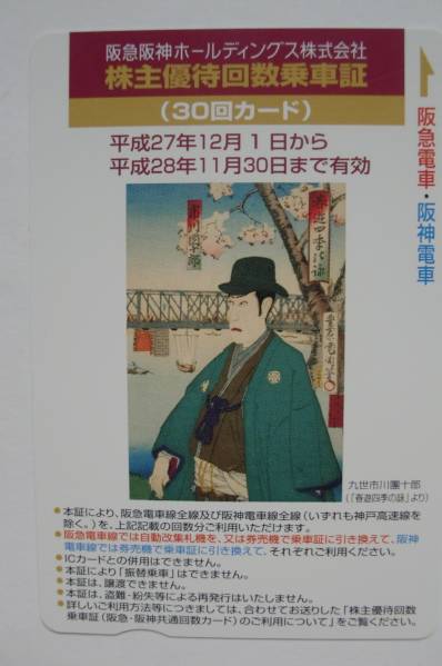 阪急阪神　株主優待回数乗車証　３０回カード　1枚　送料無料