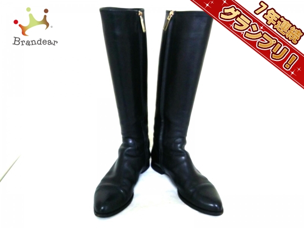 ジルサンダー ロングブーツ 36 1/2 レディース 美品 黒 レザー