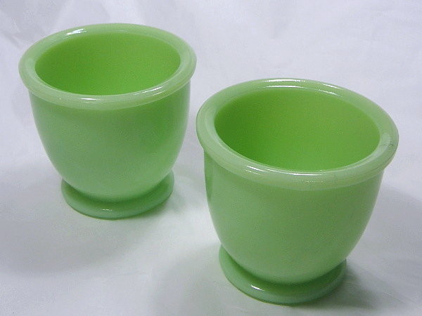 ジェダイ ジャネット エッグカップ ウランガラス 1930's x2