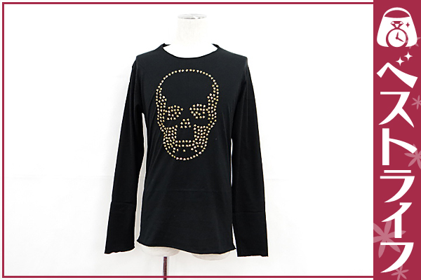 1円 ルシアンペラフィネ スカル スタッズ 長袖トップス M 黒系